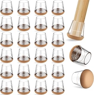 yomanta 24 PCS Silicone & Felt Chair Leg Floor Protectors - Scratch Proof & Noise Reducing Furniture Caps for Hardwood Floors - Round XS Fits 9/16" to 11/16" (15–18mm), Clear