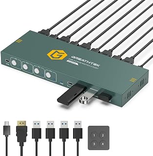HDMI KVM Switch for 4 Computers 1 Monitor,4K@60HZ USB3.0 4 Port KVM Switch | EDID Adaptive | 4PC/Laptops Share Keyboard & Mouse | Wired Remote| Ideal for Home Office, Workstation & Multi-PC Setup