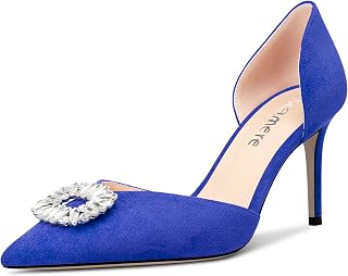 Castamere Women's High Heel Pointed Toe Pumps Two-Piece Slip-on Diamante Crystal Prom Dress 8 CM Heels