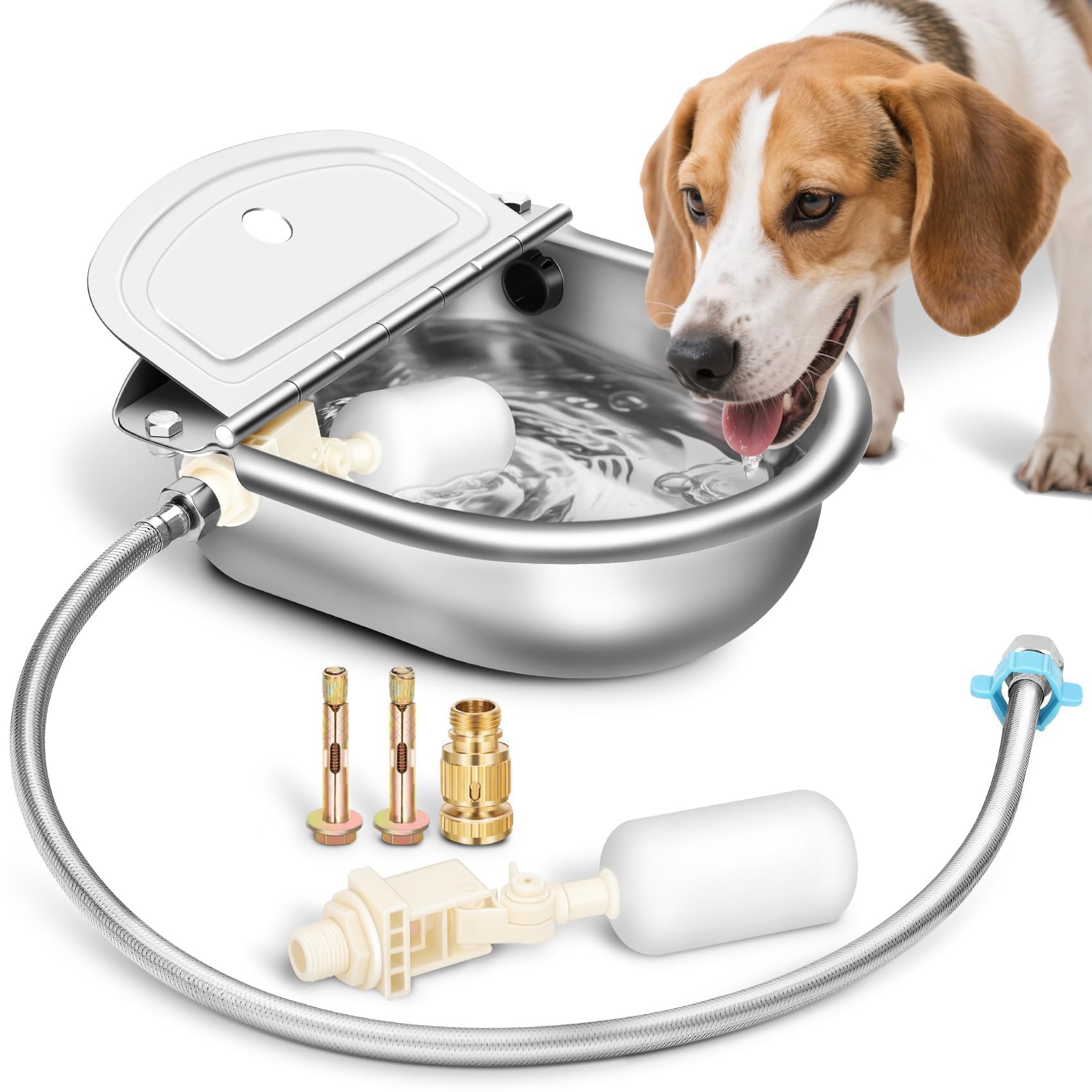 Ademon Automatic Animal Drinking Water Bowl with Float Valve, Standard Pipe,3L S