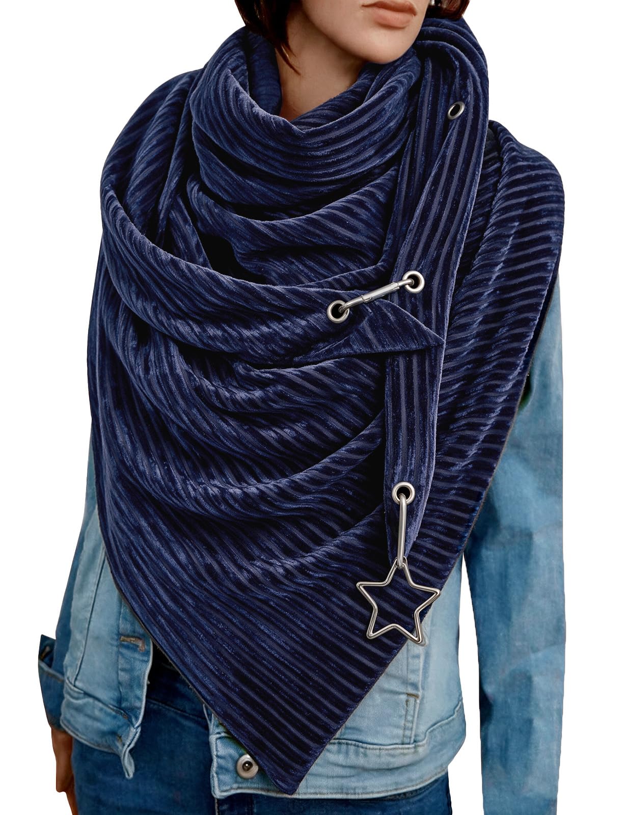 heekpek Women's Scarves, Warm Triangle Scarf with Button, Winter Scarves, Retro 
