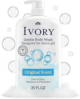 Ivory Body Wash Designed for the Whole Family, Original Scent, 35 fl oz | Gentle Formula for Sensitive Skin | Free of Dyes, Parabens, & Phthalates | Plant-Based Cleaning Power Designed for Skin's pH