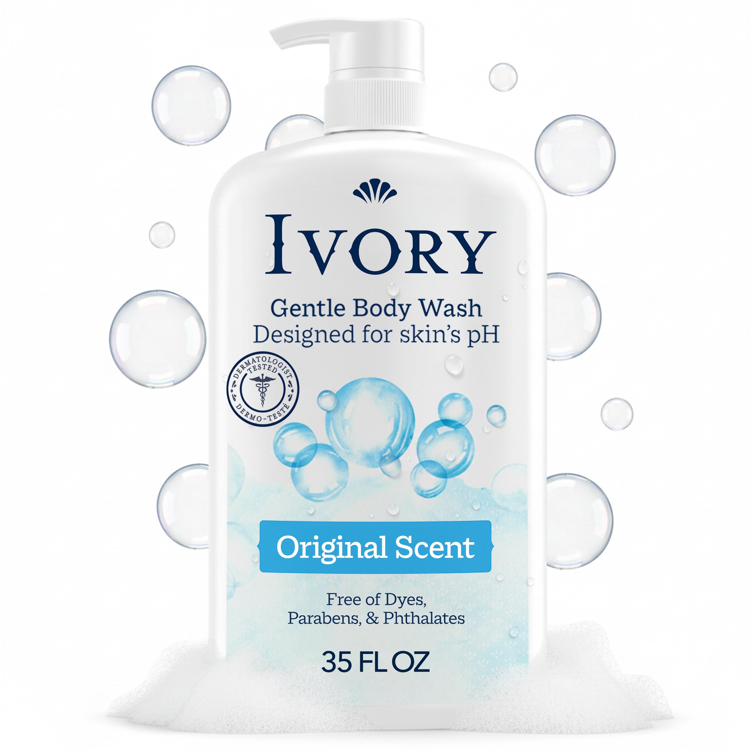 Ivory Body Wash Designed for the Whole Family, Original Scent, 35 fl oz | Gentle