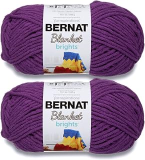 Bernat Blanket Brights Chenille Crochet Yarn, Pow Purple, 2-Pack | #6 Super Bulky Yarn, 100% Polyester, Soft Chenille Crochet Yarn for Blankets, Knitting & Crafts, 220yd, 300g/10.5oz per skein
