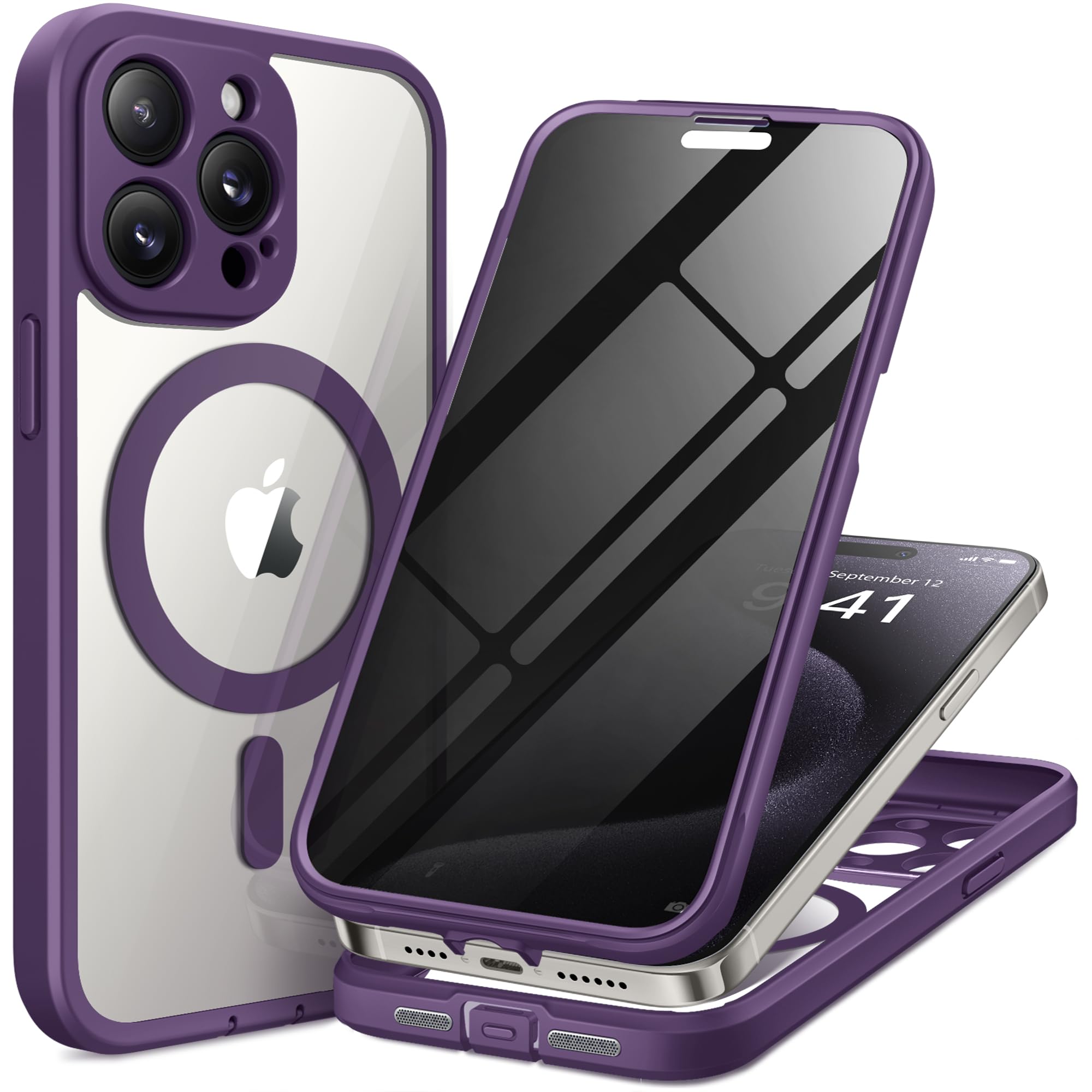 TIESZEN for iPhone 15 Pro Max Case, Compatible with MagSafe, Purple
