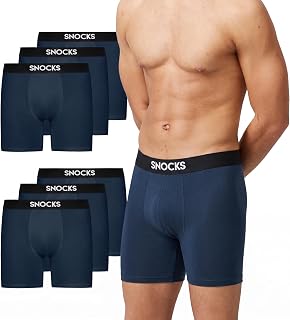 Snocks Lange Boxershorts Herren aus Bio-Baumwolle, 6er Pack