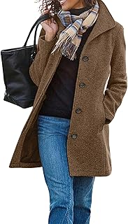 CHARTOU Women Casual Thick Wool Blend Stand-up Collar Single Breasted Coat