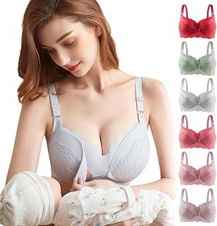 Nursing Bra Maternity Bra Front Opening Bra No Wire Night Anti-Sag Underwire High-Waisted Front Open Large Size Cotton Breathable Adjustable Easy to Wear Pre and Postpartum