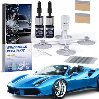 NASILOOP Windshield Chip Repair Kit, Upgraded Windshield Crack Repair Kit | Fast and Efficient Car Glasses Repair kit with Suction Cup for Half-Moon, Bulls-Eye &amp; Star-Shape Damage, 2 Bottles