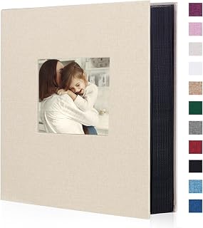 Artmag Fabric Photo Album 4x6 400 Large Capacity for Family Wedding Anniversary Linen Album Holds 400 Vertical Photos (400 Pockets, Beige)