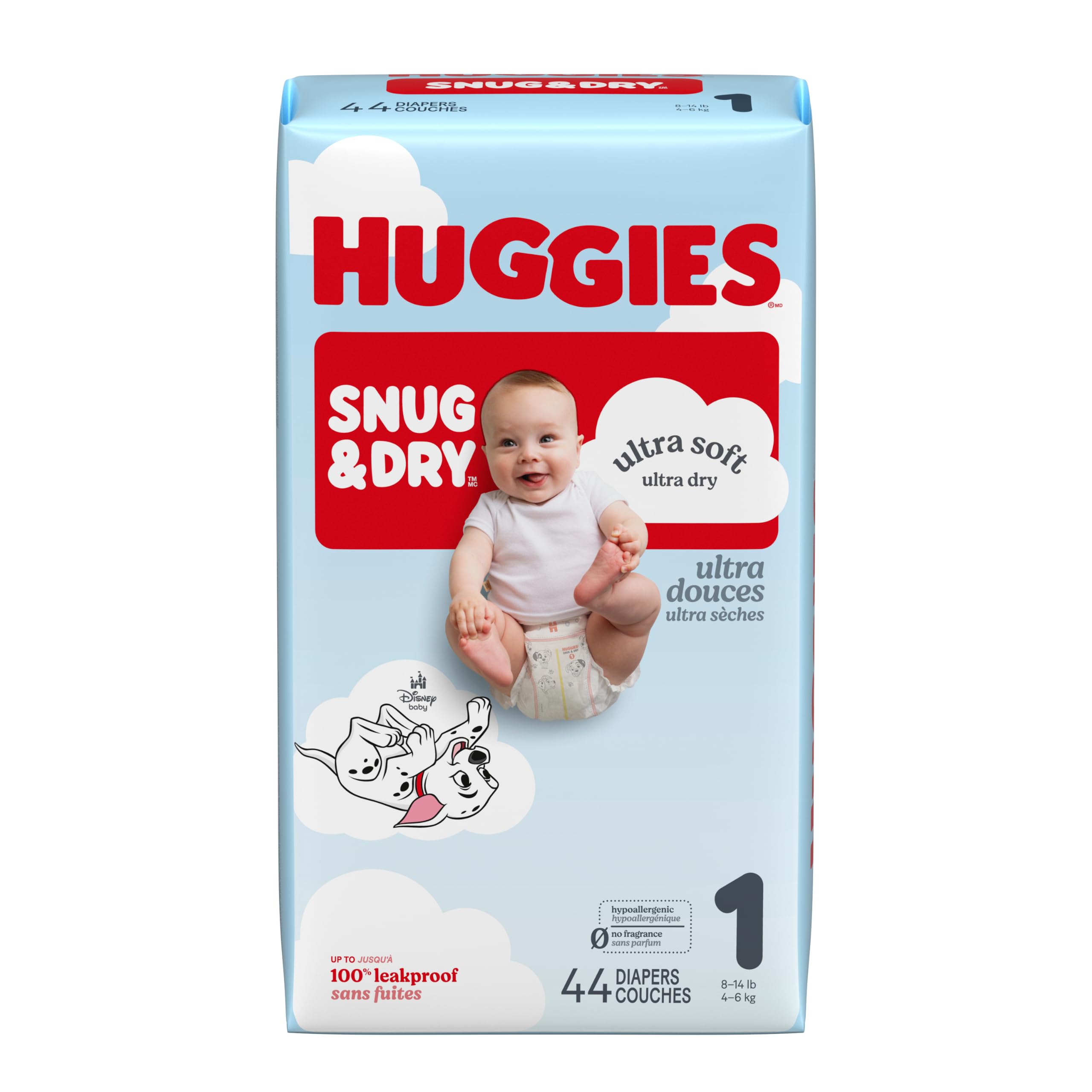 Huggies Snug &amp; Dry Diapers Size 1, 44 Count | Ultra Soft and Ultra Dry, Day 