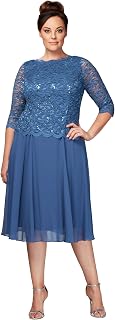 Alex Evenings Women's Faux Sequined Long Tea Dress (Petite and Normal) Special Occasion Dress