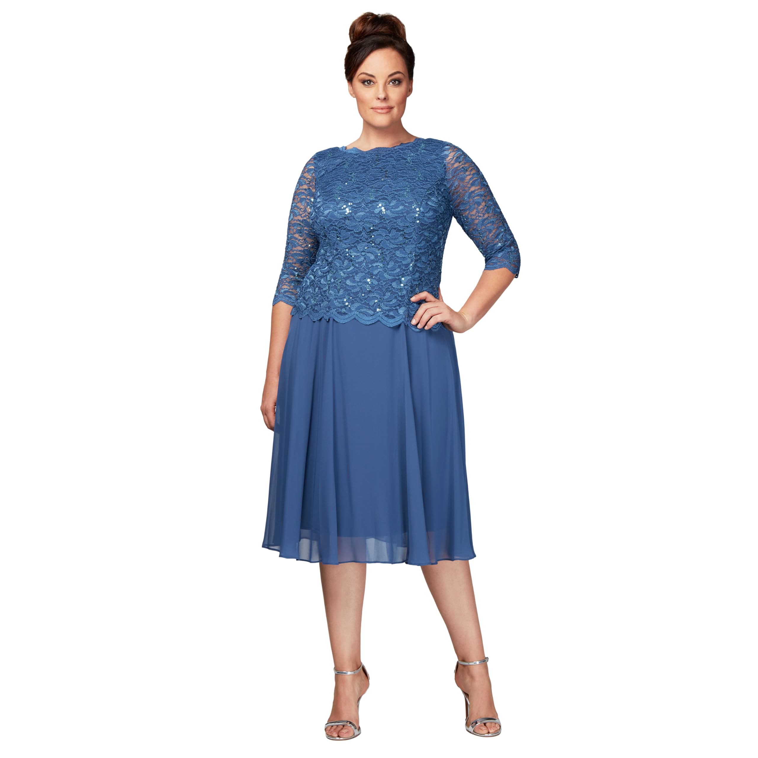 Alex Evenings Women's Faux Sequined Long Tea Dress (Petite and Normal) Special O