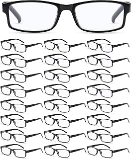 Yexiya 24 Pack 2.5 Reading Glasses Bulk Adjustable Traditional Reading Glasses with Spring Hinge Non-prescription for Men Women, Black Frame