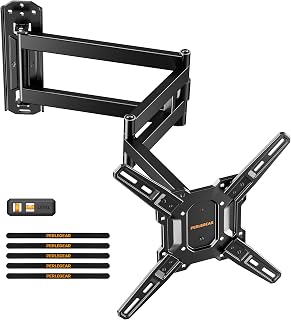 Perlegear Long Arm TV Wall Mount for 32-65″ TVs, 37.4” Long Extension | Max VESA 400x400mm, Corner TV Mount with Articulating Arms, Full Motion Wall Bracket with Swivel and Tilt, Holds to 110 lbs