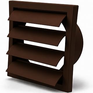 Vent Systems 6 Inch Brown Exhaust Vent Cover – Louvered Dryer Vent Cover with Gravity Flaps – Plastic HVAC Air Exhaust Grille for Exterior Wall, Bathroom Exhaust, Dryer Duct and Outdoor Ventilation