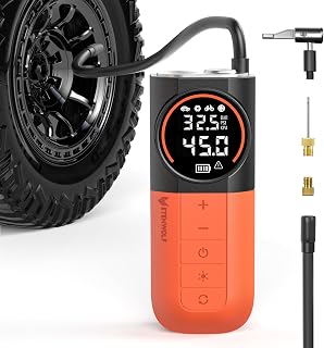 ETENWOLF S1 Tire Inflator Portable Air Compressor, 160PSI Cordless Air Pump | Fast Inflation,Tire Pump for Car Tires,Motorcycle,Balls,Bike Pump with LED Light, Auto Shut-Off,Digital Pressure Gauge,Orange