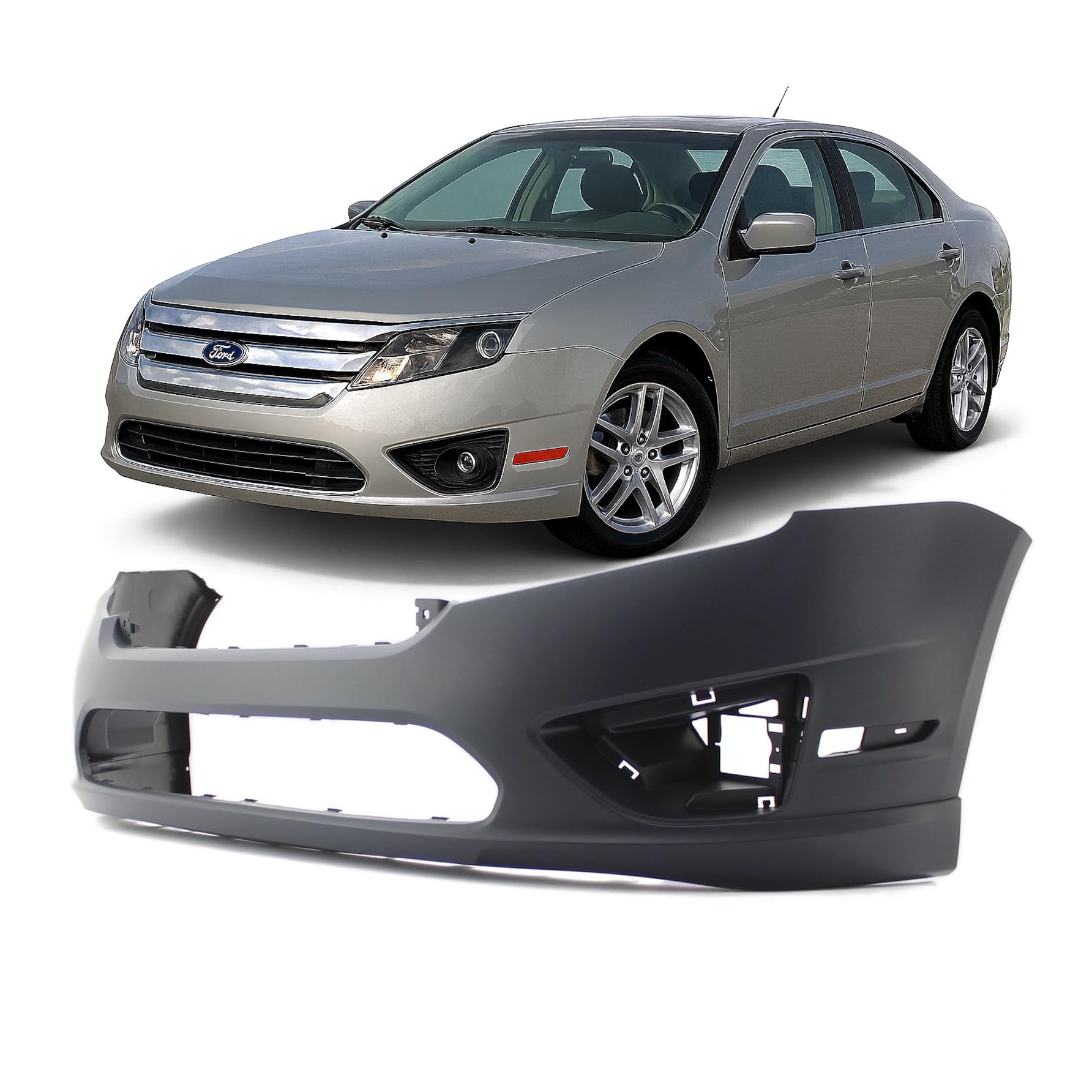 FitParts Compatible with Ford Fusion 2010–2012 Front Bumper Cover | Primed, With