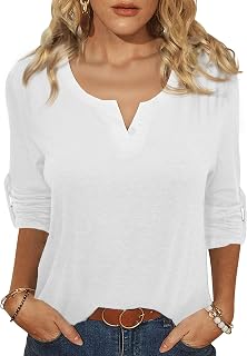 Terecey Women's Long Sleeve V-Neck Loose Fit T-Shirt