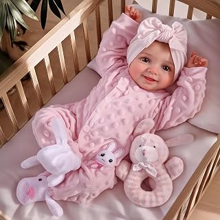 BABESIDE Reborn Babies Dolls Sunny 17 Inch Realistic Newborn Girls | Lifelike Real Baby,Soft Cloth Body, Open Eyes,Sweet Smile,Includes Accessories,Pretend Play Gift for Kids 3+,Poseable Limbs