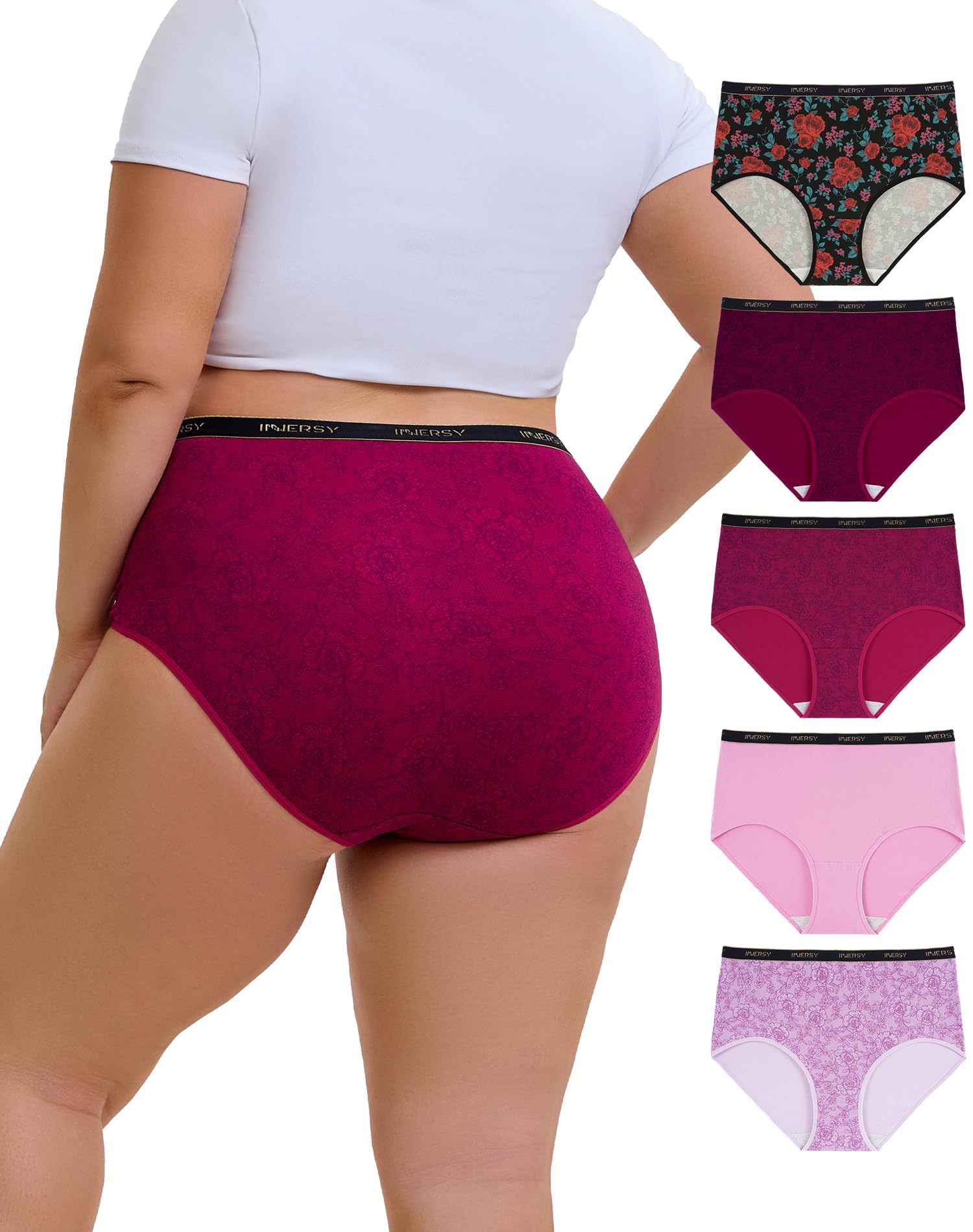 INNERSY Women's Plus Size Cotton Underwear 44-62 Pack of 5
