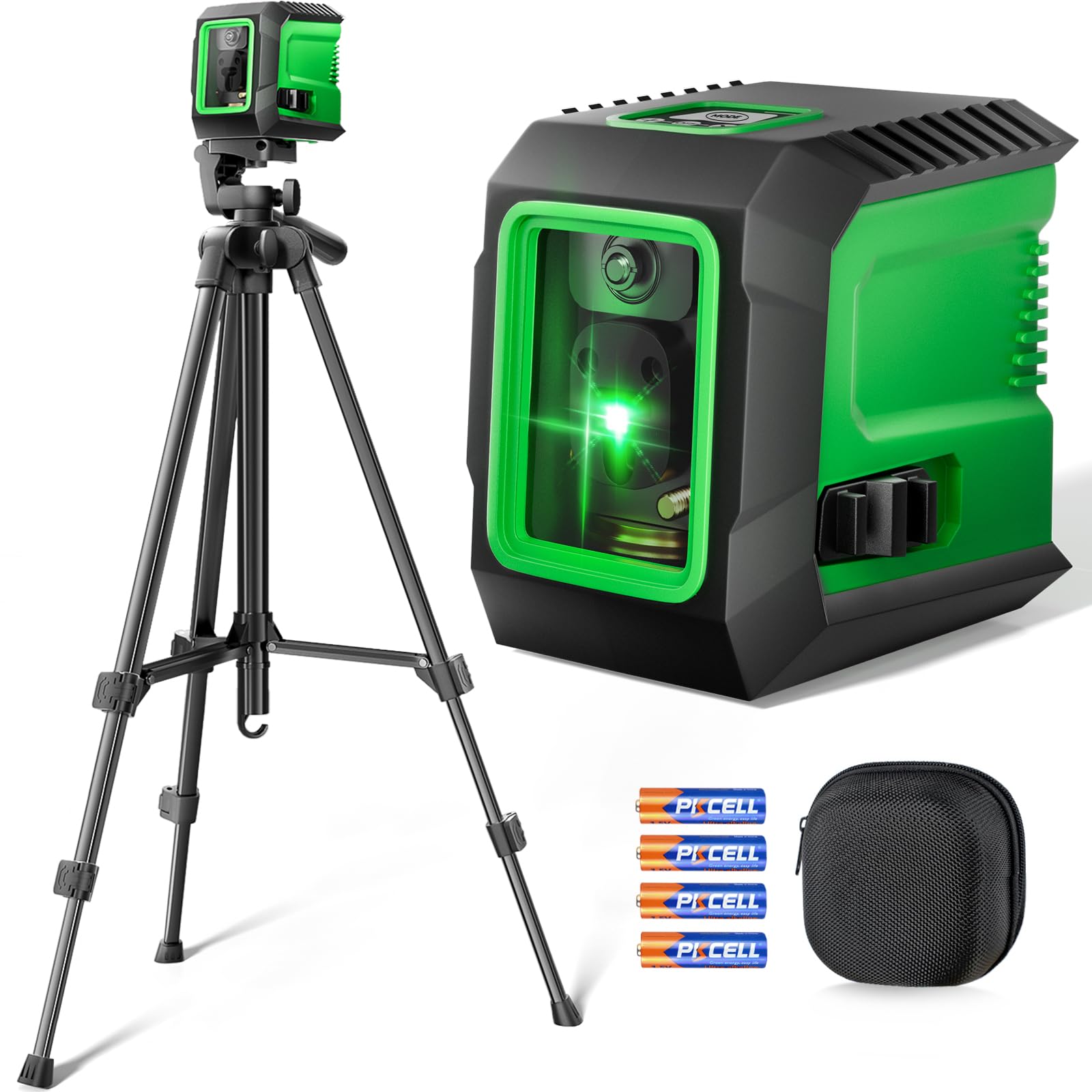 Laser Level with 50” Tripod, 360° Self Leveling Cross Line Laser Level, Green Be