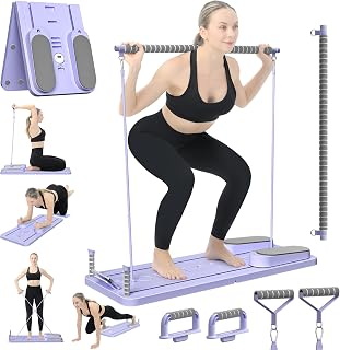 Pilates Board - Pilates Reformer Set, Multi-Purpose Foldable Pilates Reformer Board for Home, 5 in 1 Pilates Sliding Board