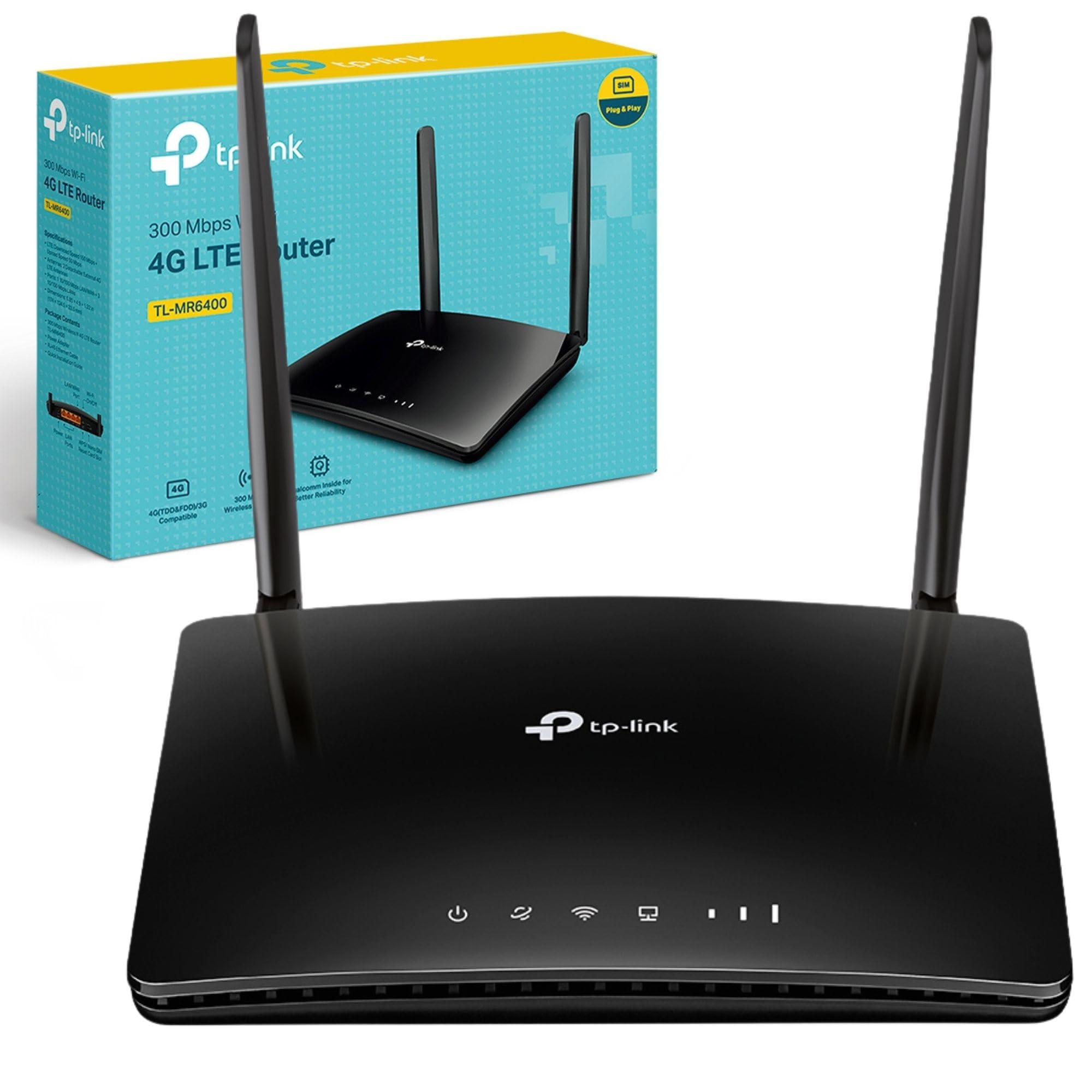 TP-Link TL-MR6400 4G Router with SIM Slot, N300 Portable WiFi | 4 LAN Ports, WAN