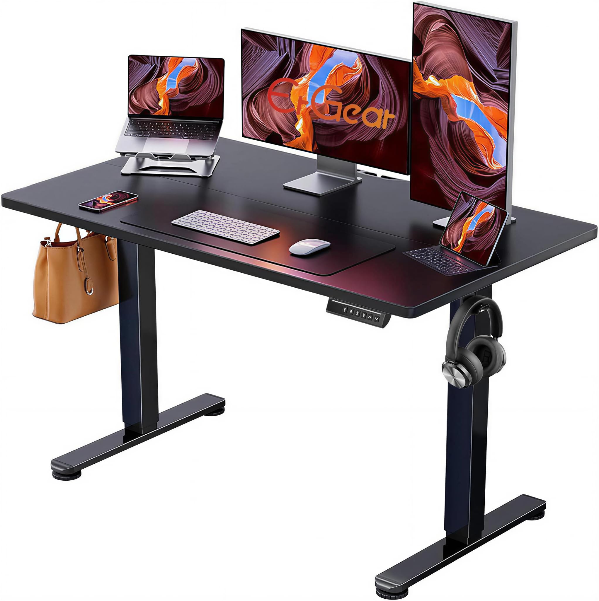 ErGear 48 X 24 Inch Height Adjustable Electric Standing Desk, Black | Stand Up o