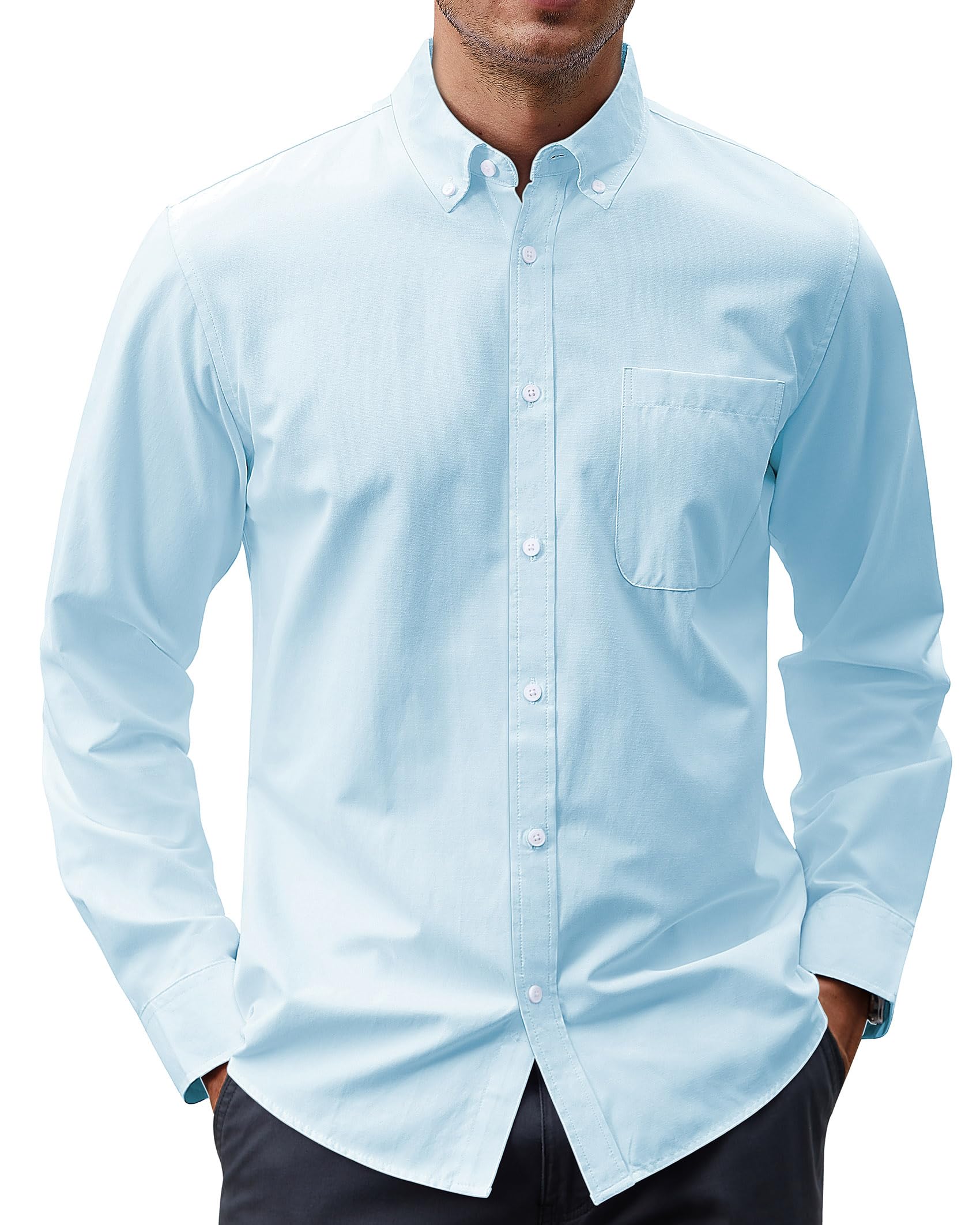 J.VER Men's Oxford Shirt Solid Casual Button Down Collar Shirts Long Sleeve Dres