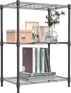 M MZG 3 Tier Metal Shelf, Total Capacity 204 kg, Steel Shelving for Kitchen, Pantry, Bathroom, Garage and Closet, Dark Iron Grey, 30 x 45 x 67 cm