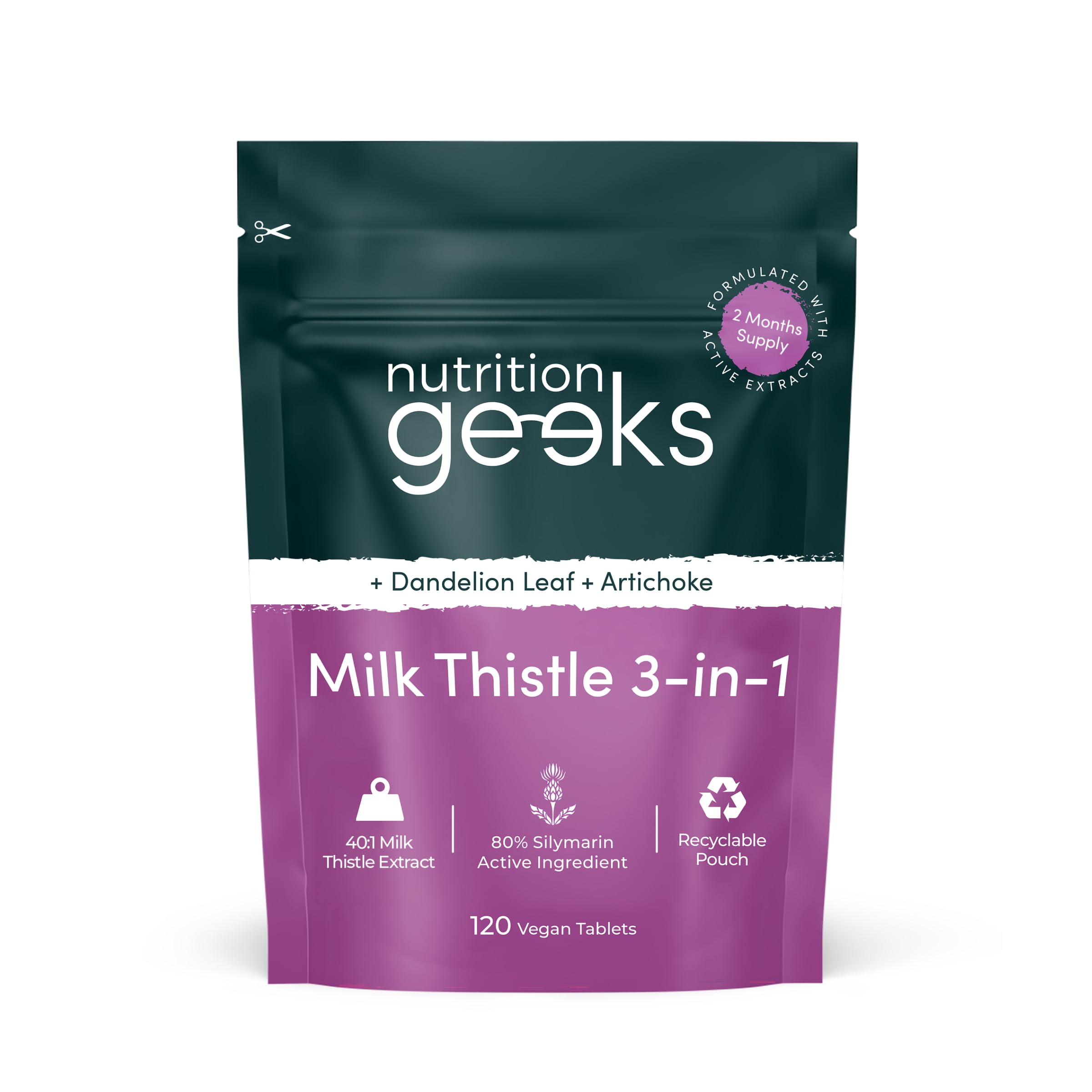 Milk Thistle Tablets 3-in-1 Complex - 120 Tablets (2 Month Supply) - 100mg Extra