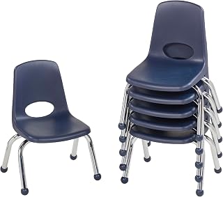 FDP 10" School Stack Chair with Ball Glides, Navy, 6-Pack, 10355-NV
