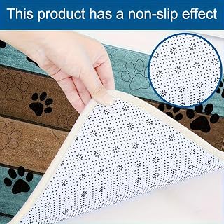 Pet Cat Dog Food Mat Dog Paw Print Non-Slip Mat Floor Protection Food Water 29.7 x 49.5 cm