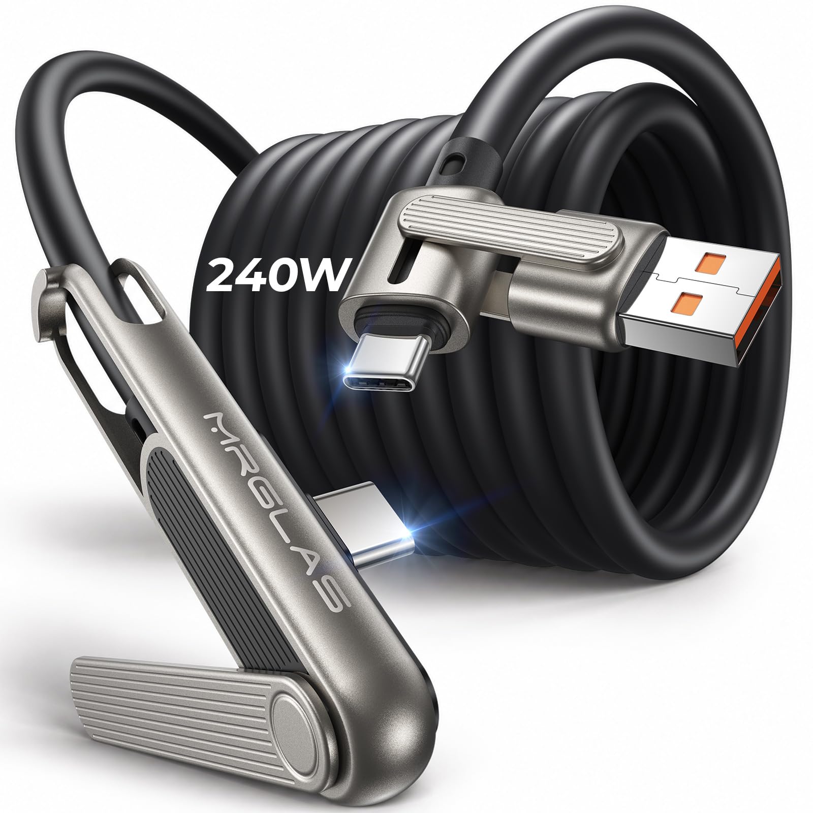 MRGLAS Chubby Cable 240W USB C to USB C Cable with Foldble Stand, 4ft