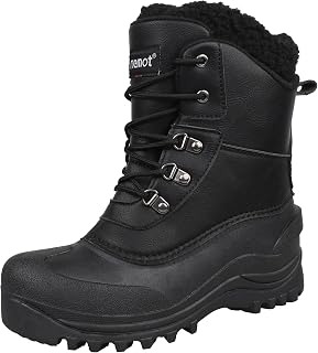 riemot Men's Snow Boots, Warm Winter Shoes, Non-Slip Lined