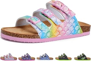 Torotto Children's Mules with Cork Slippers Girls Boys Slippers Straps Adjustable Buckle Non-Slip Slippers for Indoor and Outdoor Use