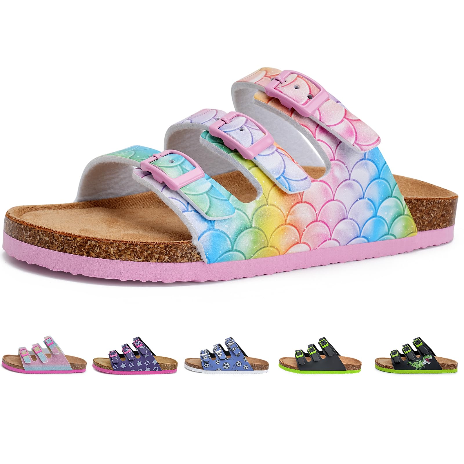 Torotto Children's Mules with Cork Slippers Girls Boys Slippers Straps Adjustabl
