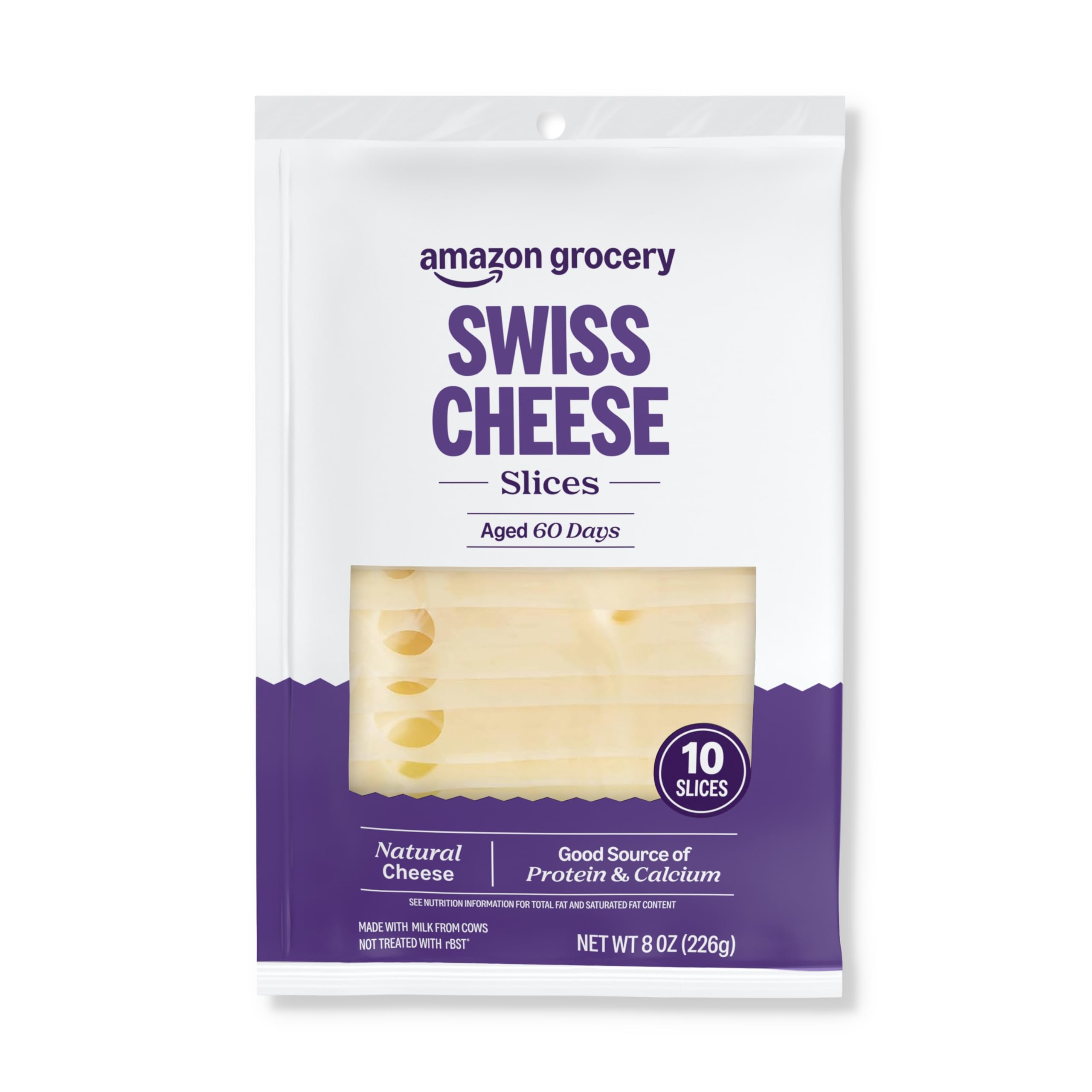 Amazon Grocery, Swiss Cheese, 8 Oz, 10 Slices