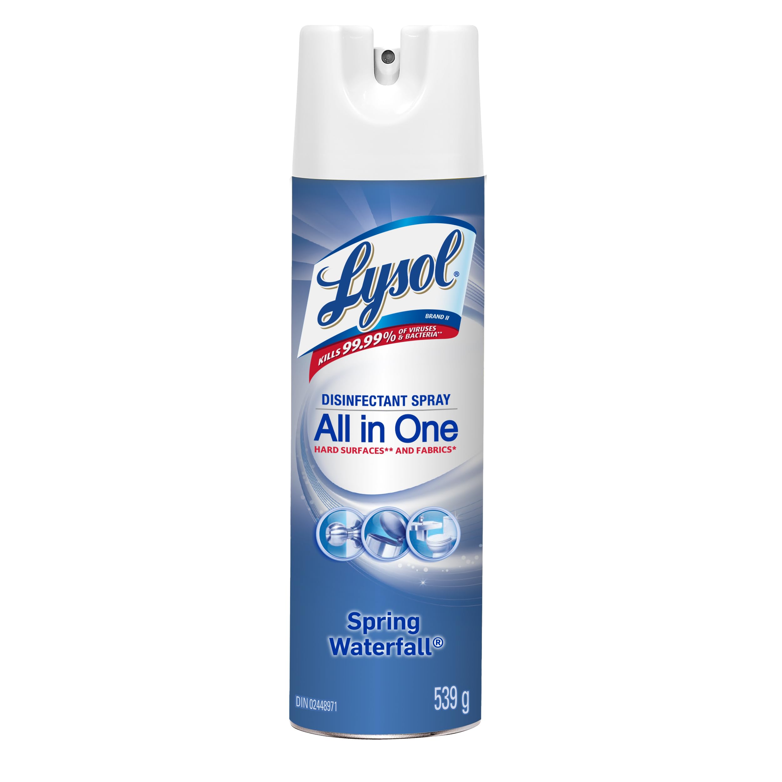 Lysol All in One Disinfectant Spray, Spring Waterfall Scent, 539 g | Kills Germs