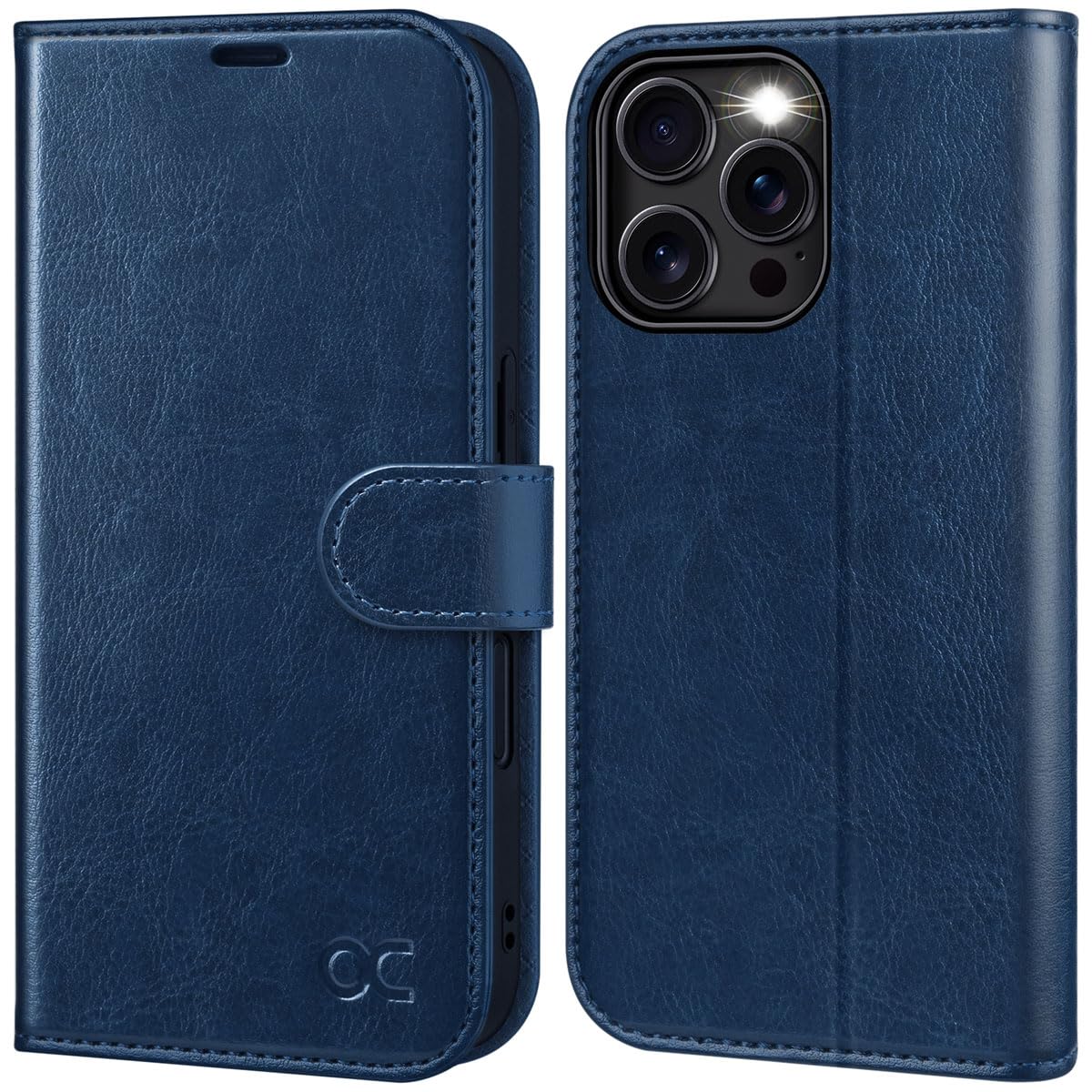 OCASE for iPhone 16 Pro Max Case, PU Leather Wallet, Blue