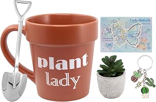 Qinhai Gardener Coffee Mug Gifts Sets, Plant Lady Cup with Shovel Spoon