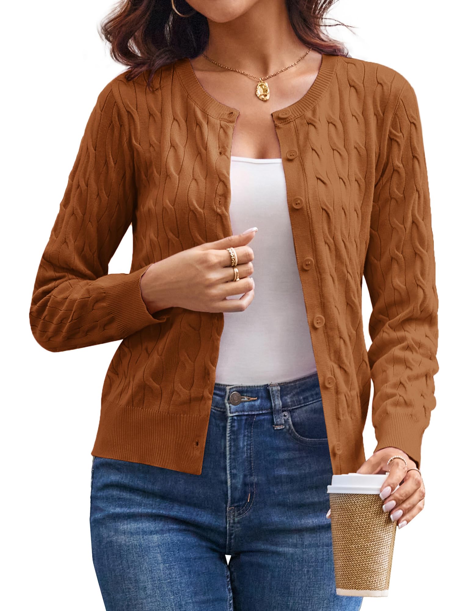 Grace Karin Ladies Lightweight Button Crew Neck Cardigan