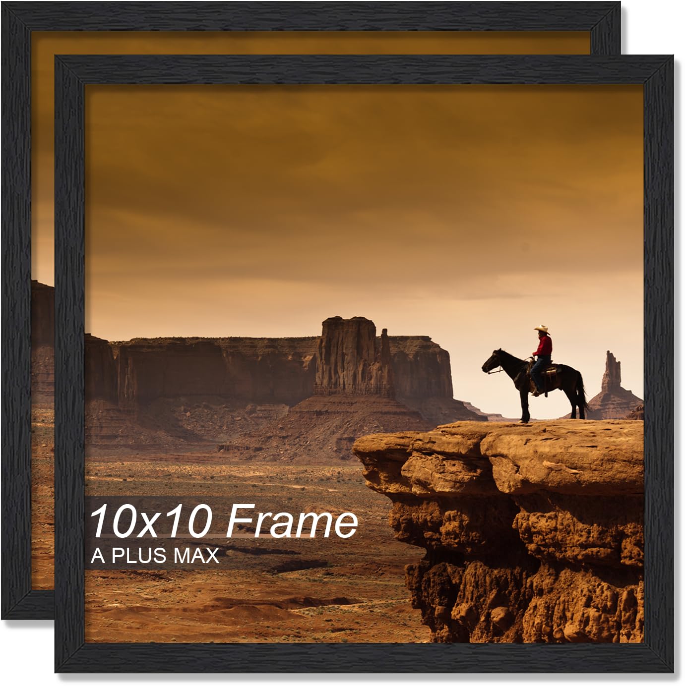 A PLUS MAX 10x10 Picture Frame Set of 2 Black Light Weight Wall Mount | 10 x 10 