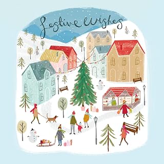 Pack of 8 Snowy Festive Village Samaritans Charity Christmas Cards Xmas Cards 556997