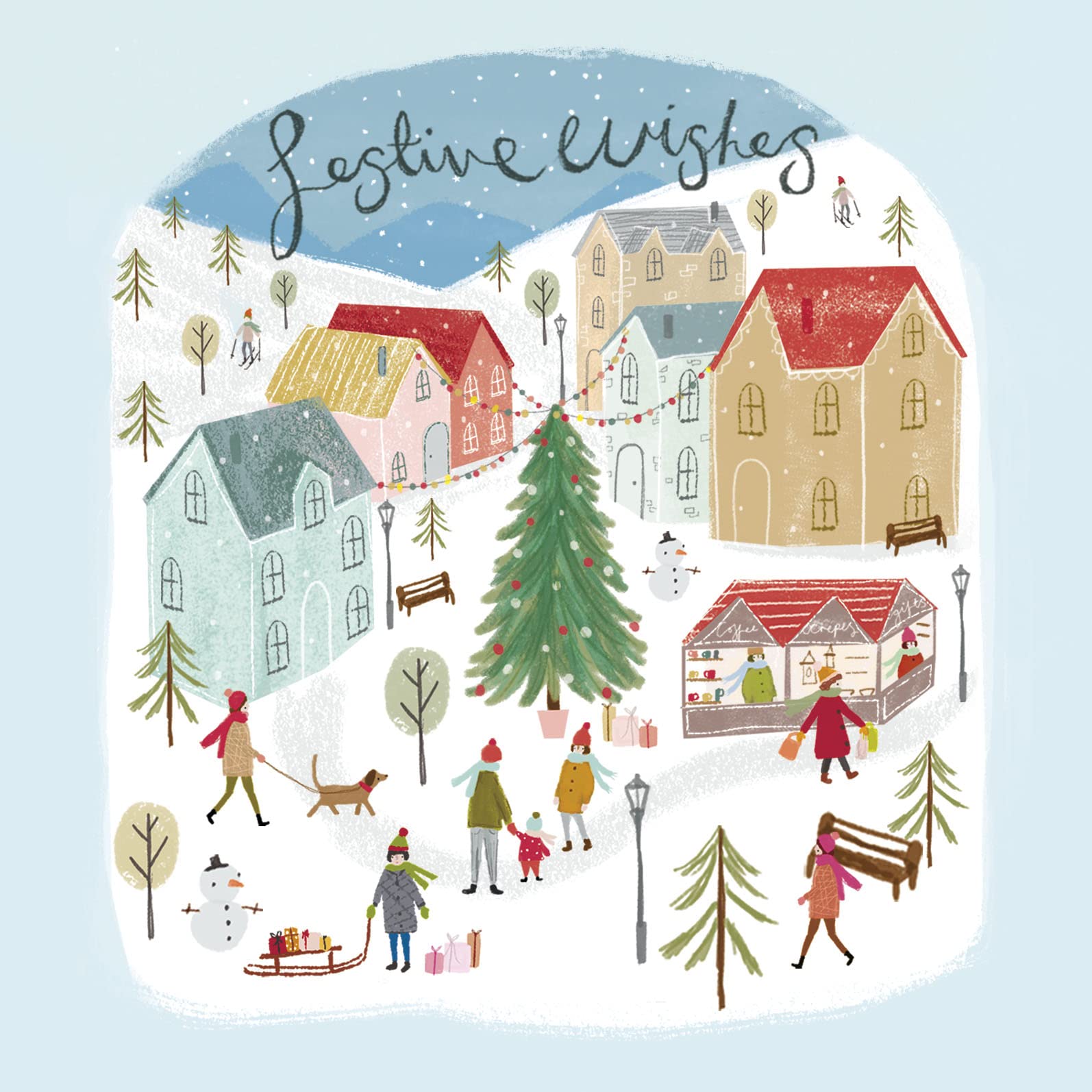 Pack of 8 Snowy Festive Village Samaritans Charity Christmas Cards Xmas Cards 55