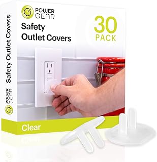 Power Gear Electrical Outlet Baby Proof Covers, 30 Pack, Clear | Secure Outlet Plugs for Baby Proofing &amp; Child Proofing, Reusable, Durable Plastic, Tamper Resistant