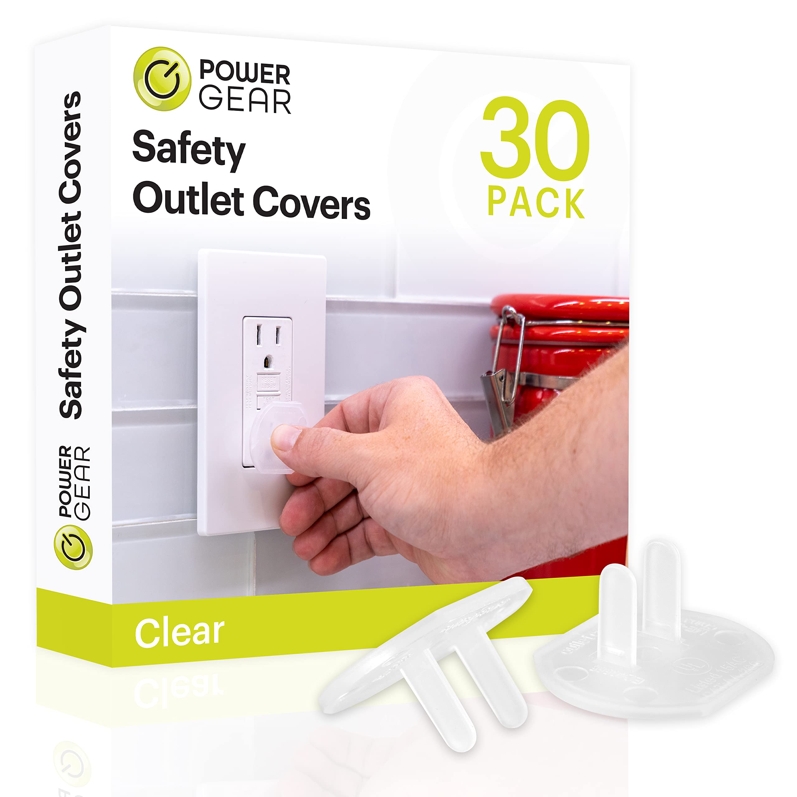 Power Gear Electrical Outlet Baby Proof Covers, 30 Pack, Clear | Secure Outlet P