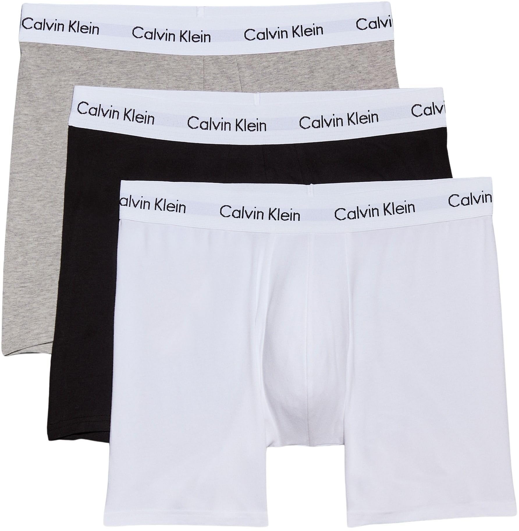 Calvin Klein Men's Boxer Shorts Briefs with Logo Waistband, Pack of 3