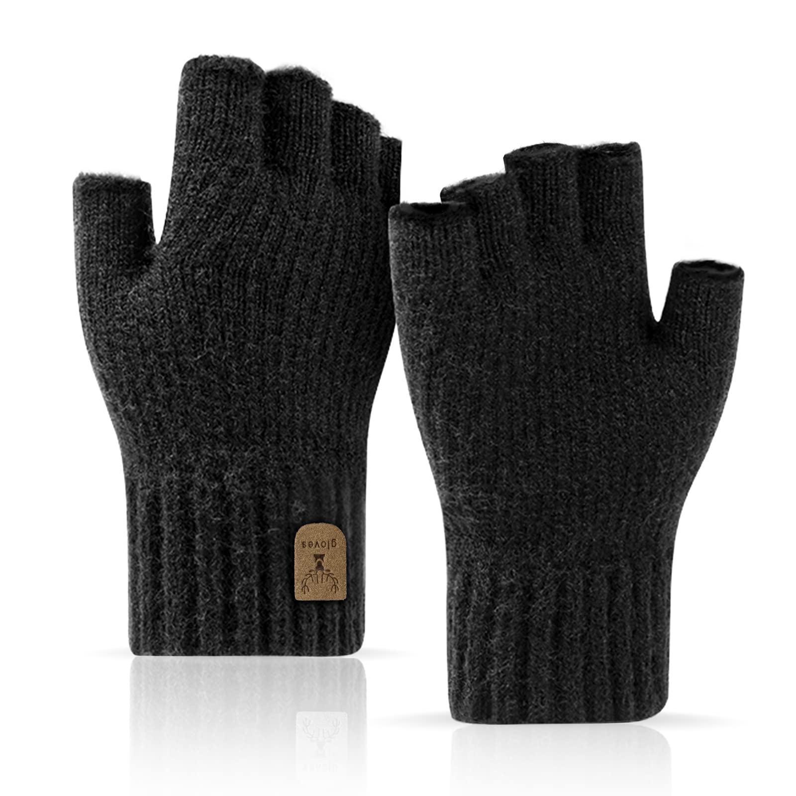 Fingerless Gloves Half Finger Winter Warm Knitted Gloves Working Running Biking 
